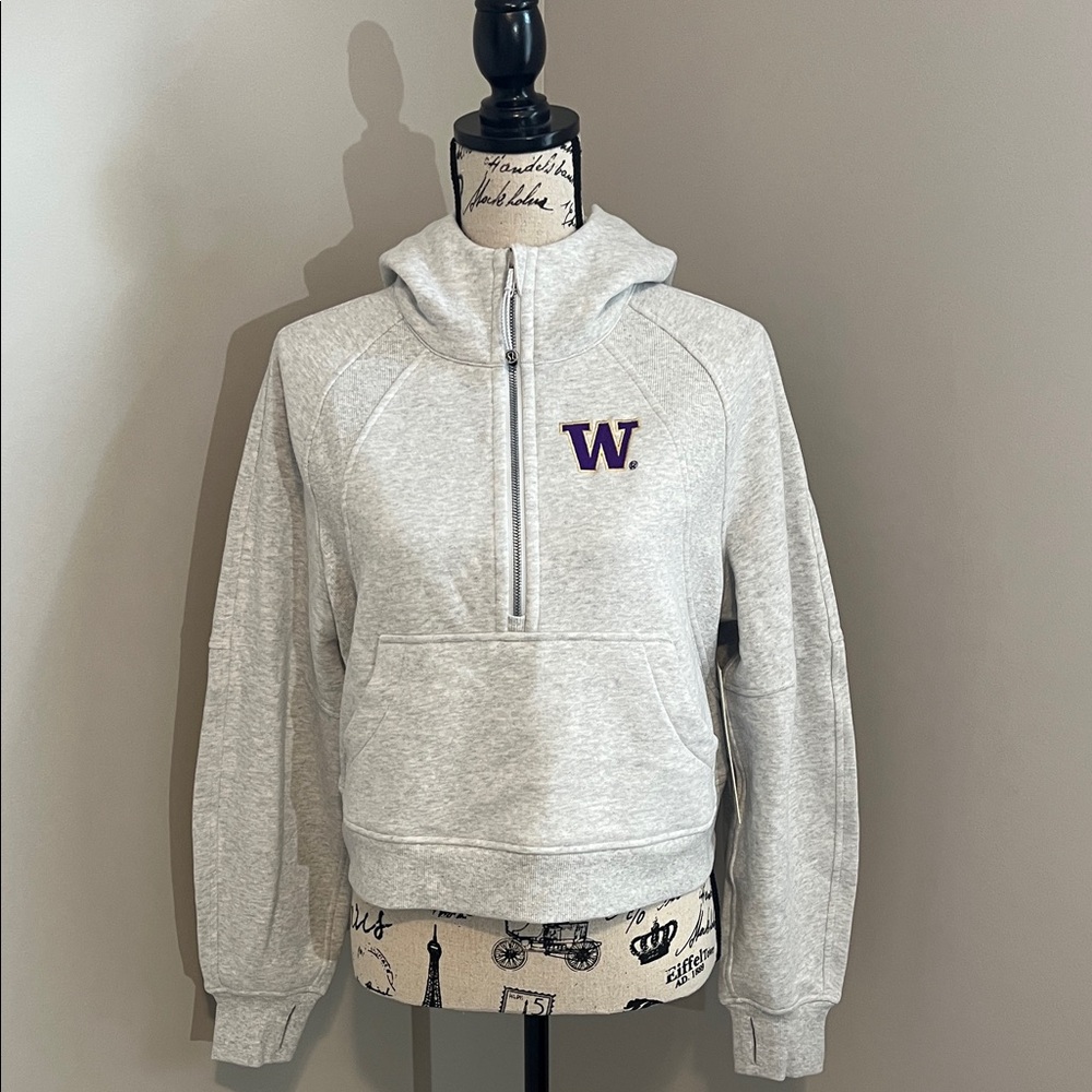 NWT Lululemon Oversized Cropped Light Gray Scuba with UW Logo